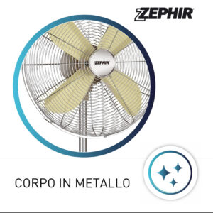 Ventilatore a pavimento Zephir 40 cm metallo crema 3 velocità oscillante regolabile 5 3 210