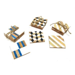 Set 4 Sottobicchieri in Legno 10 x 10 Cm Colori ASSORTITI Mercury 01644MEY