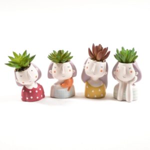 Vaso in Ceramica con Piantina 8 x 7,5 x H14Cm CASUALE Mercury 06680
