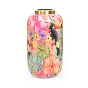 Vaso in Metallo Decorato Enamel Oro 17 x 17 x H 31,5  Mercury 21222