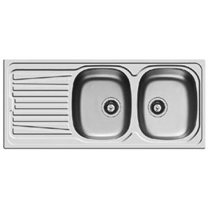 Lavello Cucina Piramis Sparta Inox 2 Vasche con Gocciolatoio 116x50 cm
