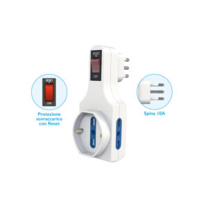 Nova Line Adattatore Multipresa con Protezione Sovraccarico e Reset