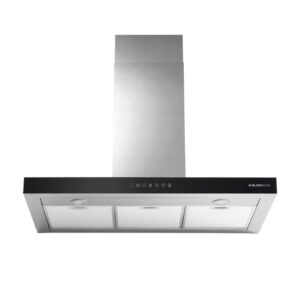 Cappa Aspirante Glem Gas GHB990IXA Parete 90cm Nero Acciaio Inox 679 m³/h