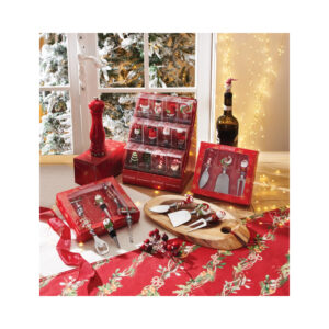 Coltelli e Posate Brandani Set 3 Coltelli Formaggio Christmas Acciaio Inox Vetro