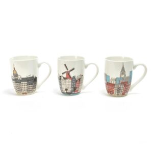 Tazza Mug Mercury Città Porcellana 350cc Decorazioni Assortite