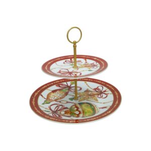 Alzata Gioco di Luci Porcellana con Asta Oro Satin Metal Brandani 89698