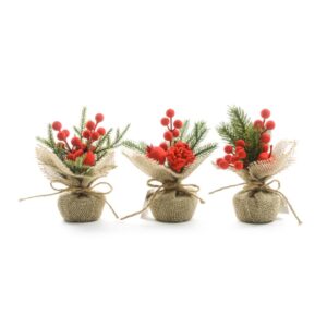 Bouquet natalizio con juta Ø12Xh.20 cm design assortiti - Mercury 50175MEY