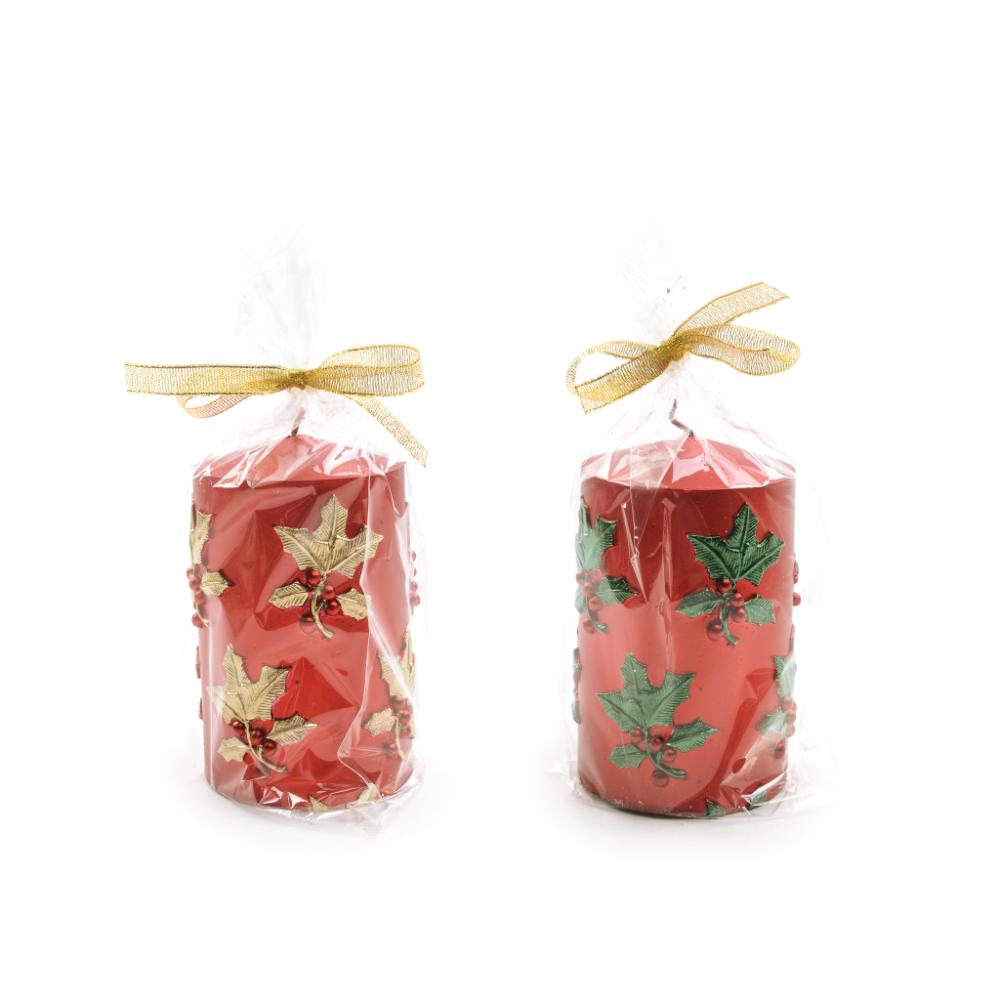 Candela pillar natalizia in cera Ø7Xh.10.5 cm colori assortiti - Mercury 78117MEY