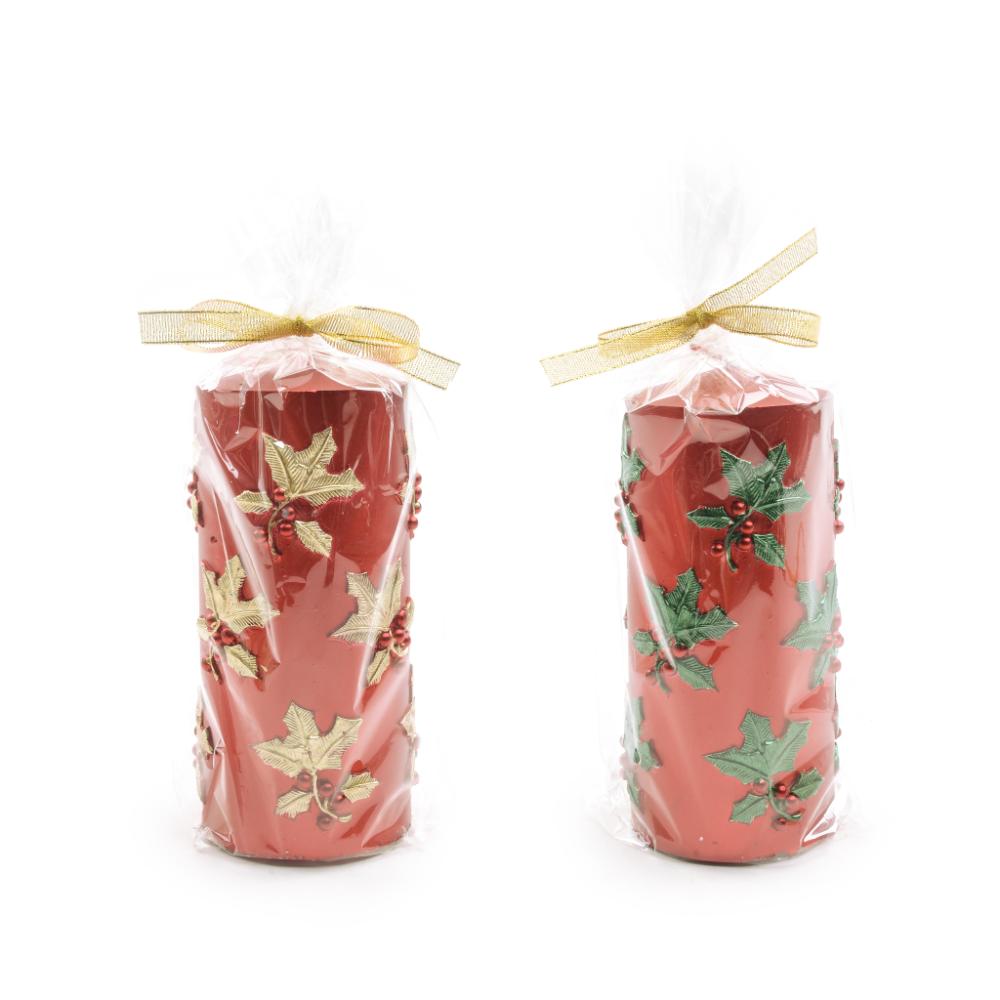 Candela pillar natalizia in cera Ø7Xh.15 cm colori assortiti - Mercury 78124MEY