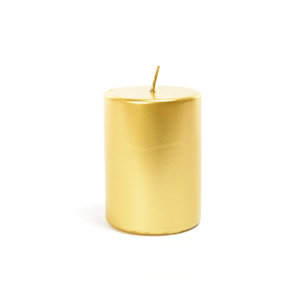 Candela pillar oro in cera Ø7Xh.10 cm - Mercury 81094MEY