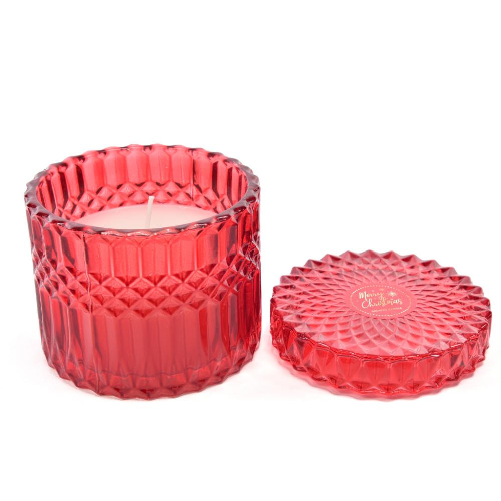 Candela profumata in cofanetto rosso in vetro Ø10.5Xh.10.5 cm - Mercury 59959MEY