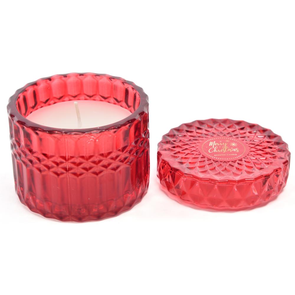 Candela profumata in cofanetto rosso in vetro Ø9Xh.8.7 cm - Mercury 59942MEY