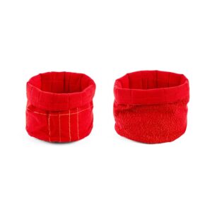 Cestino rosso con lurex oro in cotone Ø17Xh.17 cm design assortiti  - Mercury 72811MEY