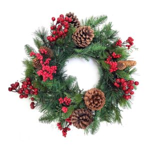 Corona natalizia Alta Badia in PVC/PE diam.45 cm - Mercury 61357MEY