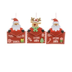 Pendente letterina Babbo Natale in pannolenci 18X24 cm design assortiti - Mercury 81427MEY