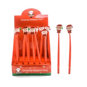 Penna natalizia con decorazione in TPR e legno 3X0.5Xh.24 cm colori assortiti  - Mercury 88143MEY