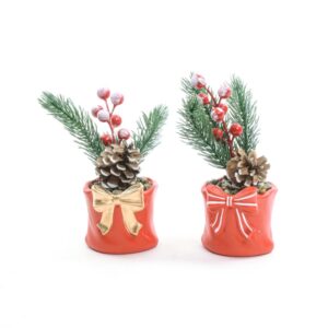 Piantina natalizia con vaso in ceramica Ø7.5Xh.18 cm colori assortiti - Mercury 81827MEY