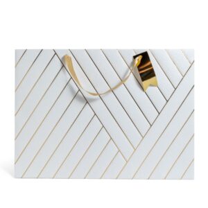 Sacchetto laminato bianco/oro in carta 44.5X10.5Xh.32 cm  - Mercury 85330MEY