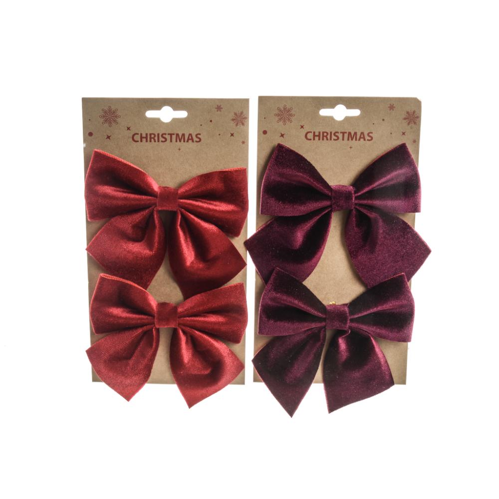 Set 2 fiocchi in velluto 13X14Xh.6 cm colori assortiti  - Mercury 53633MEY