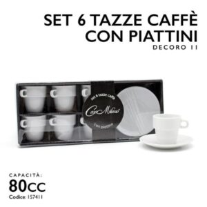 Set 6 Tazzine Caffè con piattino 80 Cc Decoro 11 Casa Milano 157411CAM