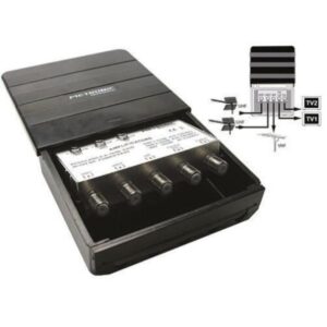 Metronic Amplificatore Antenna TV 3 Ingressi 2 Uscite con Filtro 4G 5G
