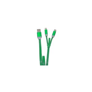 Monacor Cavo Ricarica Usb 2In1 Compatibile iOS o Android Verde ZZACC2VE