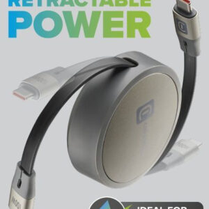 Cellularline Cavo USB-C/USB-C 1m 100W Retrattile Grigio