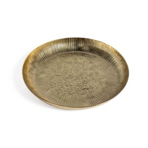 Vassoio centrotavola oro in alluminio Ø25Xh.3.5 cm - Mercury 79568MEY