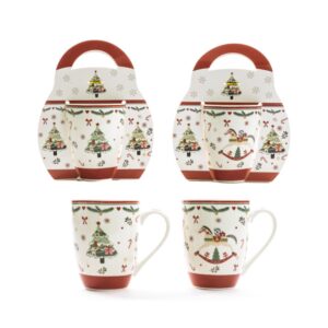 Tazza in porcellana 340 ml 8.3X11.5Xh.10.5 cm design assortiti  - Mercury 50618MEY