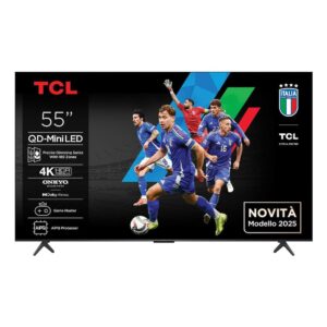 Tcl Smart TV 55 Pollici QD-MiniLED 4K 55C69K Google TV Metallico 144Hz