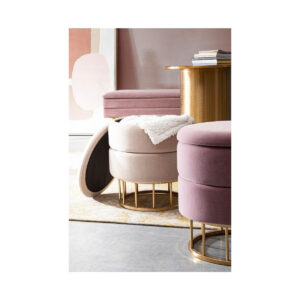 Bizzotto  Sgabello Contenitore Pavlina Velluto Beige Acciaio Oro