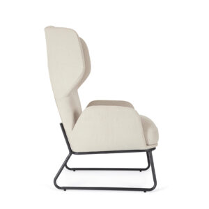 Bizzotto Poltrona Ophelia con Gambe a Slitta in Metallo e Tessuto Beige