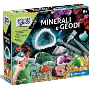 Clementoni Scienza e Gioco Lab Minerali e Geodi 19350 Kit Scientifico Bambini 8+ Anni Martello Scalpello Esperimenti Made in Italy