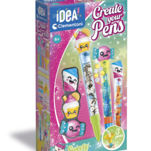 Clementoni 18394 Kit Creativo Bambini 6+ Anni Create Your Pens Sweety 3 Penne Personalizzabili con Decorazioni