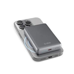 Sbs PowerBank 10000mAh MagSafe Wireless 15W USB-C 20W Power Delivery Slim Alluminio Grigio