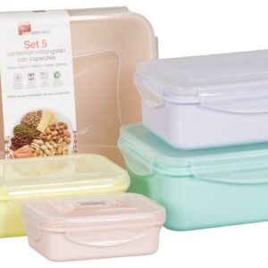 SET 5CONTENITOR.RETT.COL.PAST.0.24/0.5/1/1.5//2.5L - 51418