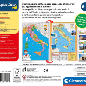 Clementoni Sapientino Più Scopriamo l'Italia 16594 Puzzle 104 Pezzi Fronte-Retro e Gioco di Carte Educativo Geografia 6-10 Anni 4 2 139