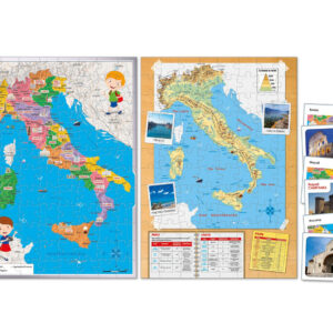 Clementoni Sapientino Più Scopriamo l'Italia 16594 Puzzle 104 Pezzi Fronte-Retro e Gioco di Carte Educativo Geografia 6-10 Anni 5 3 133