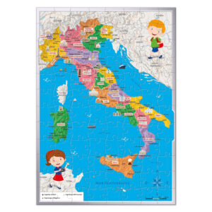 Clementoni Sapientino Più Scopriamo l'Italia 16594 Puzzle 104 Pezzi Fronte-Retro e Gioco di Carte Educativo Geografia 6-10 Anni 6 4 121