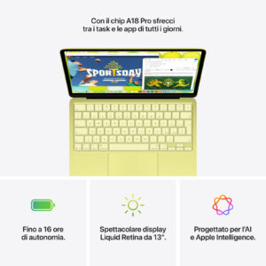 Apple MacBook Neo 13" chip A18 Pro 6-core CPU 5-core GPU 8GB 256GB SSD Argento macOS 6 4 68