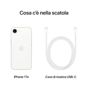 Apple iPhone 17e 256GB bianco display 6.1" chip A19 fotocamera 48MP 5G iOS 26 7 5 50