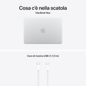 Apple MacBook Neo 13" chip A18 Pro 6-core CPU 5-core GPU 8GB 256GB SSD Argento macOS 7 5 63