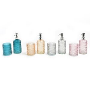 SET 2 PEZZI BAGNO VETRO 370ML/300ML COLORI ASSORTI