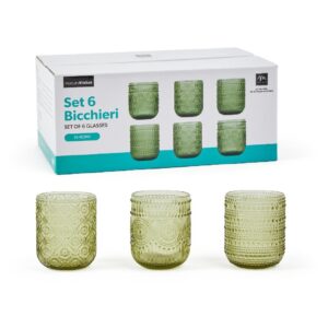 SET 6 BICCHIERI VETRO VERDE 250ML DESIGN ASS.