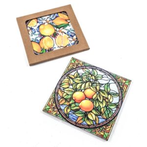 SOTTOPENTOLA IN CERAMICA 20X20 CM DESIGN FRUTTA