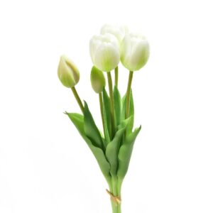 Bouquet Artificiale 5 Tulipani Bianchi in Gomma Mercury 39 cm