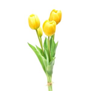 Tulipani Artificiali in Gomma, Mazzo da 5, Altezza 39cm