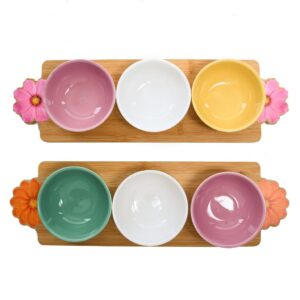 SET APERITIVO 3 CIOTOLE "FLOWER" BASE BAMBU' 41X12