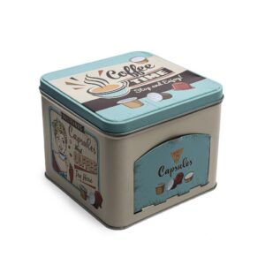 PORTACAPSULE IN METALLO CON CASSETTO 15X15XH12CM