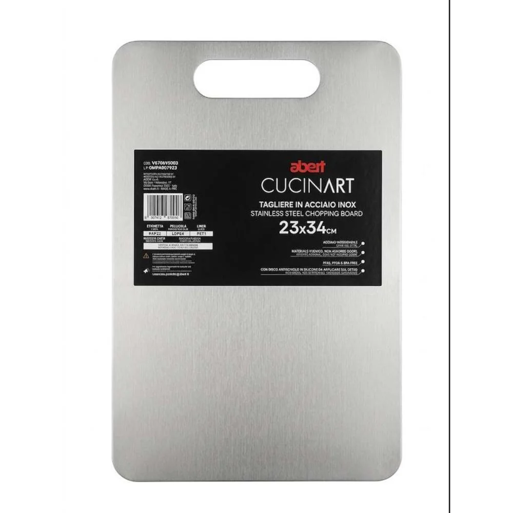 tagliere,acciaio inox,cucina,preparazione alimenti,resistente,igienico,Cucinart,taglio,superficie inox